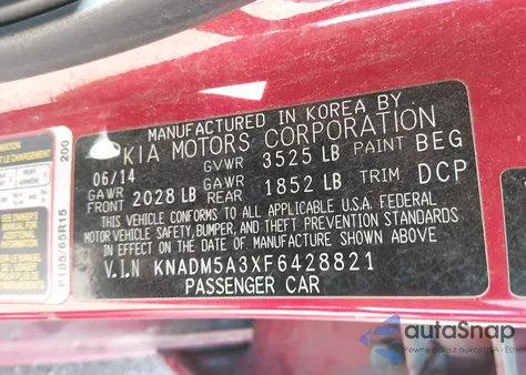 2015 Kia Rio Lx из США, поврежденный, VIN KNADM5A3XF6428821